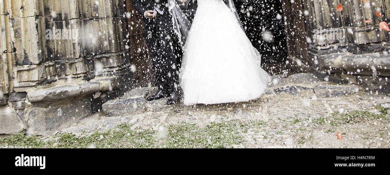 Nettoyer en confettis de mariage, célébration de plancher Banque D'Images