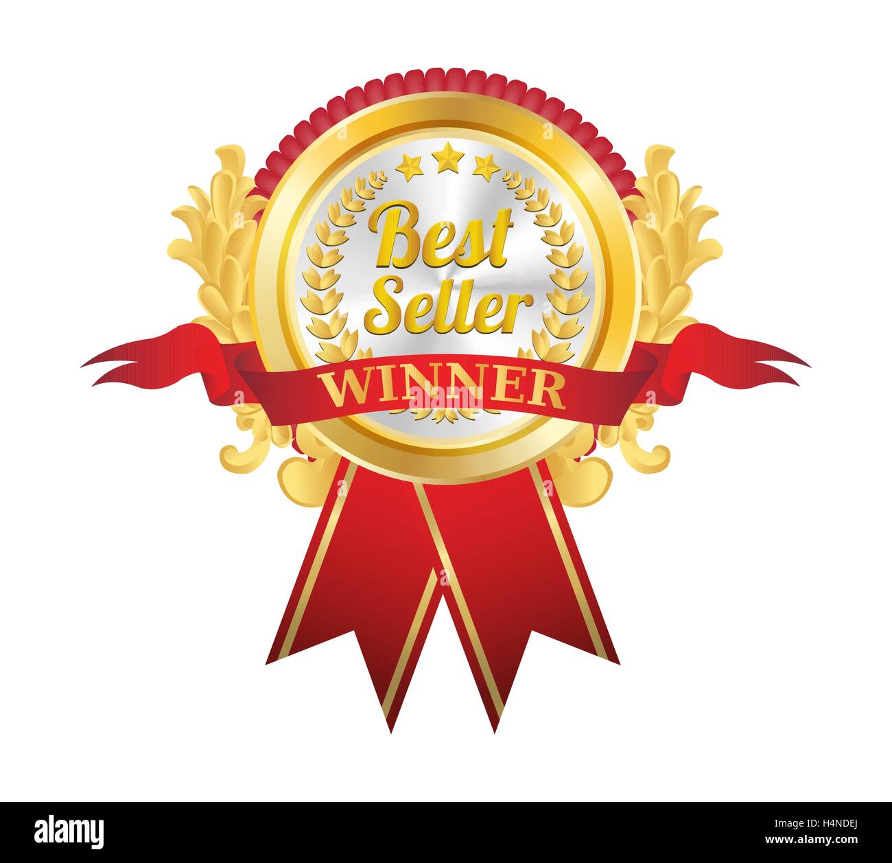 Best Seller Badge d'Or Illustration de Vecteur