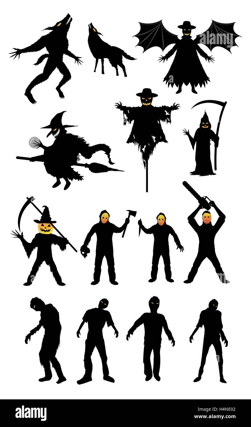 Zombie Halloween jeu de tueur en série Illustration de Vecteur