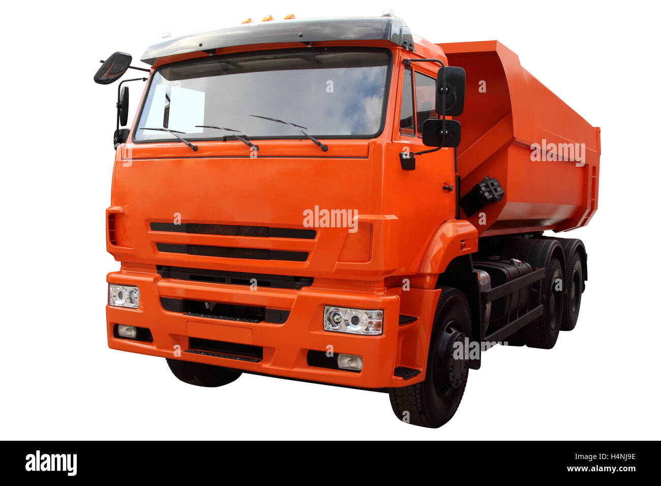 Camion benne moderne isolé sur fond blanc. Banque D'Images