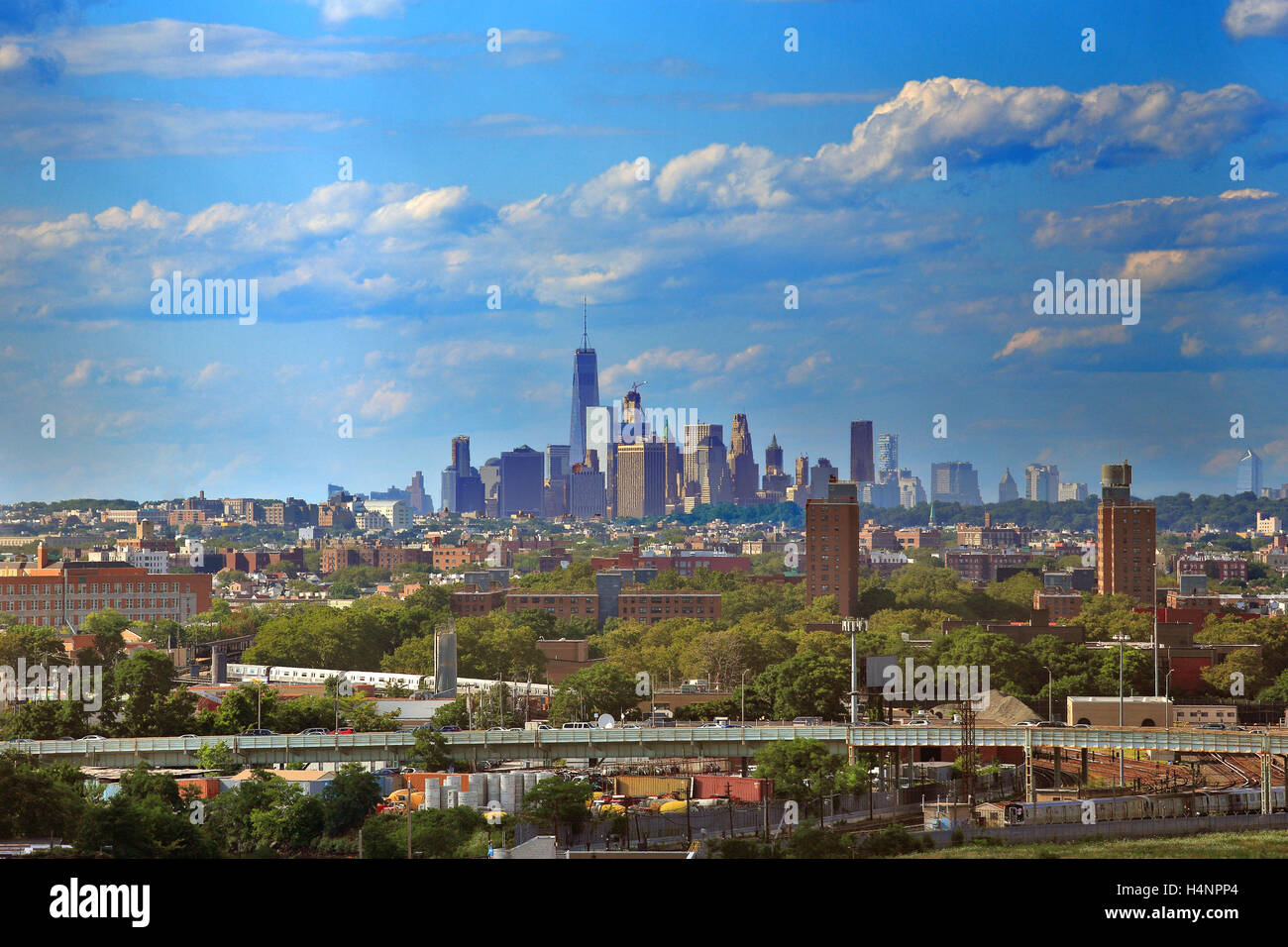 Vue de Manhattan depuis le sommet de la Coney Island Wonder Wheel Banque D'Images