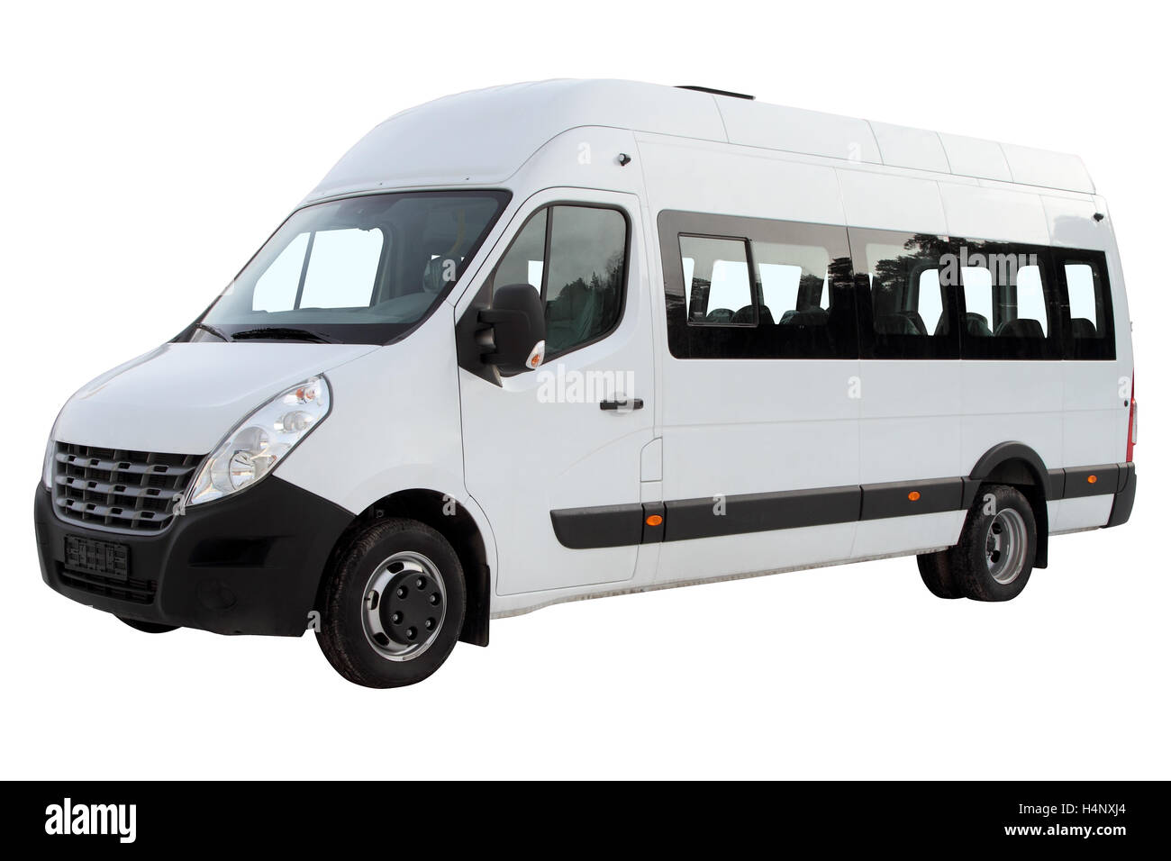 Minibus Compact isolé sur fond blanc. Banque D'Images
