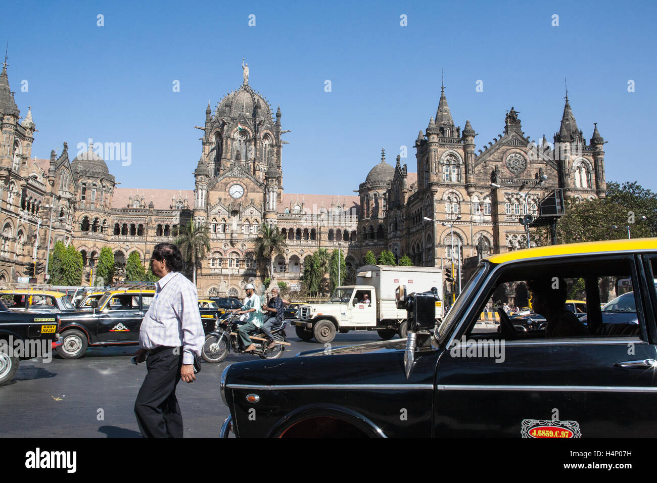 La gare Chhatrapati Shivaji, CST, alias Victoria Terminus, gare,VT,Mumbai Bombay,Maharashtra,Inde,France Asie. Banque D'Images