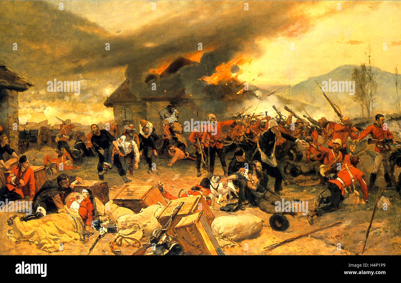 Bataille de Rorke's Drift Janvier 1879 peint par Alphone de Neuville en 1880 Banque D'Images