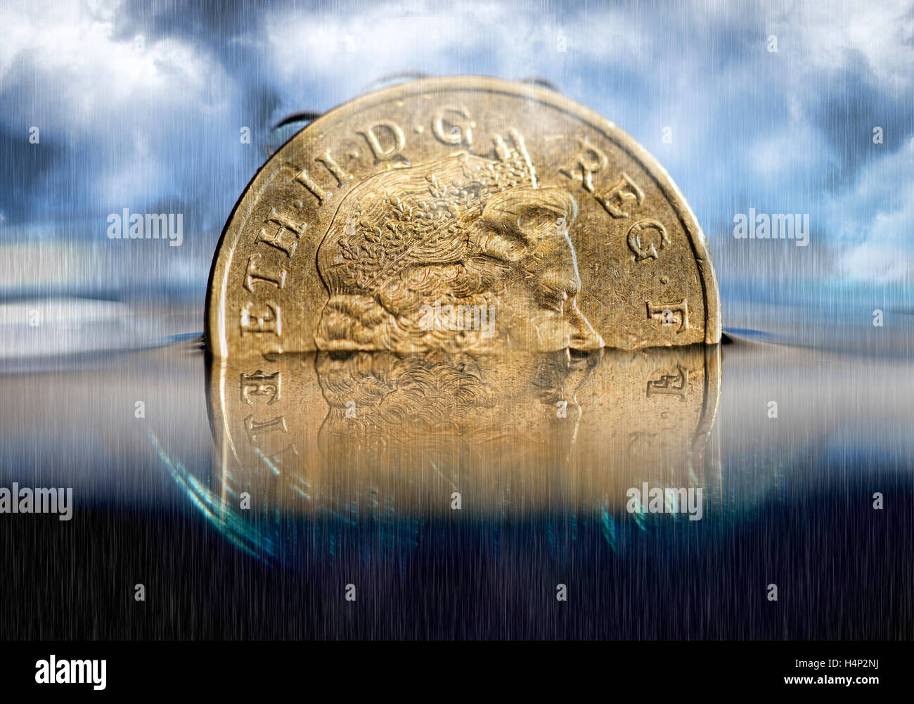 La noyade pound coins, currency crisis Banque D'Images