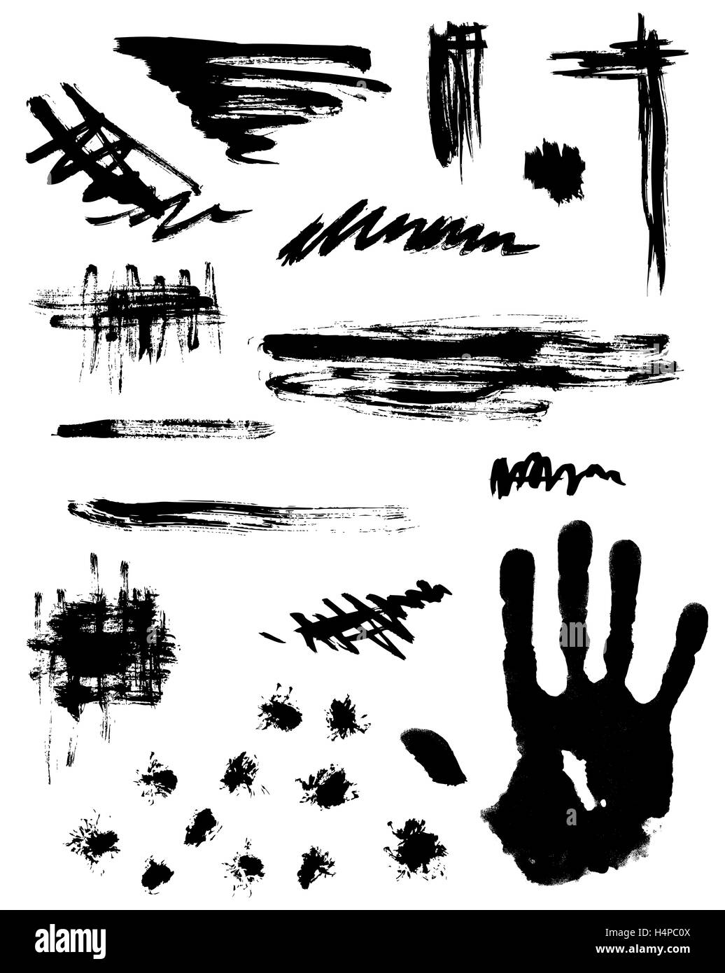Ensemble d'encre noire résumé blots de conception Banque D'Images