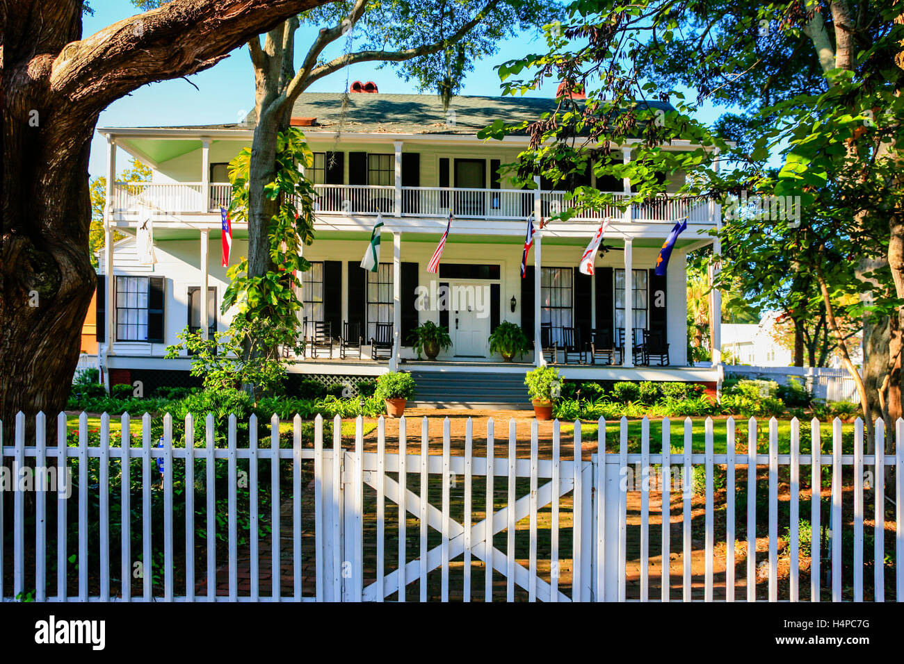 Renouveau classique Maison Lesesne sur Ash Street dans le quartier historique de Fernandina Beach City en Floride Banque D'Images