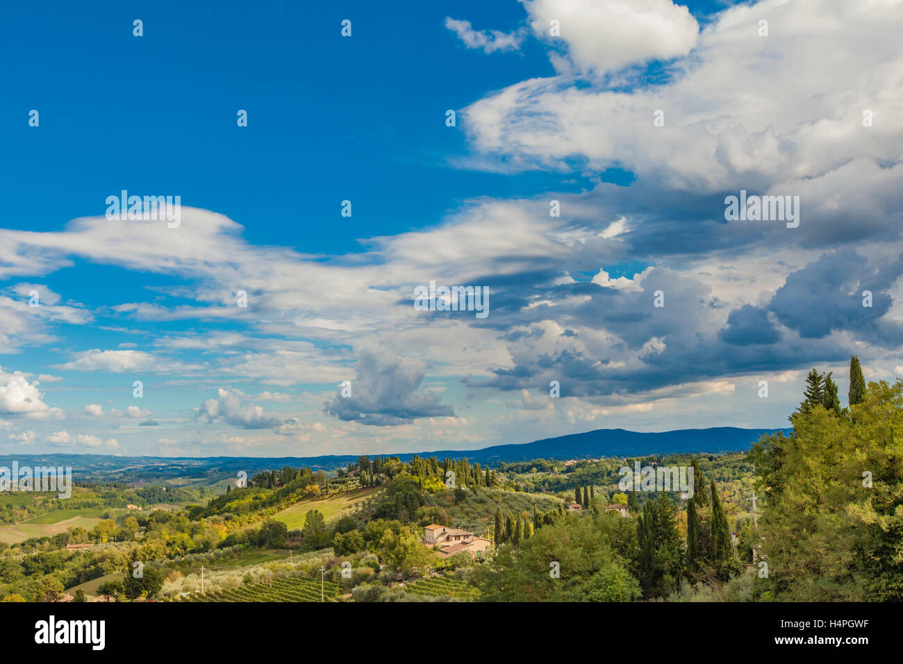 Au Chianti Vue de San Gimignano en Toscane, Italie Banque D'Images