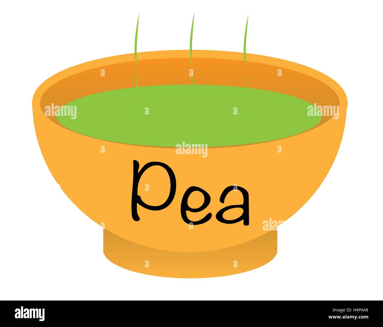 Un bol de soupe aux pois sur un fond blanc Illustration de Vecteur