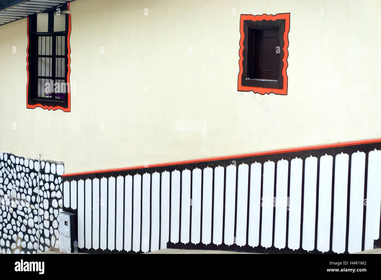 Modèles intéressants sur un bâtiment colonial dans le Salento, Colombie Banque D'Images