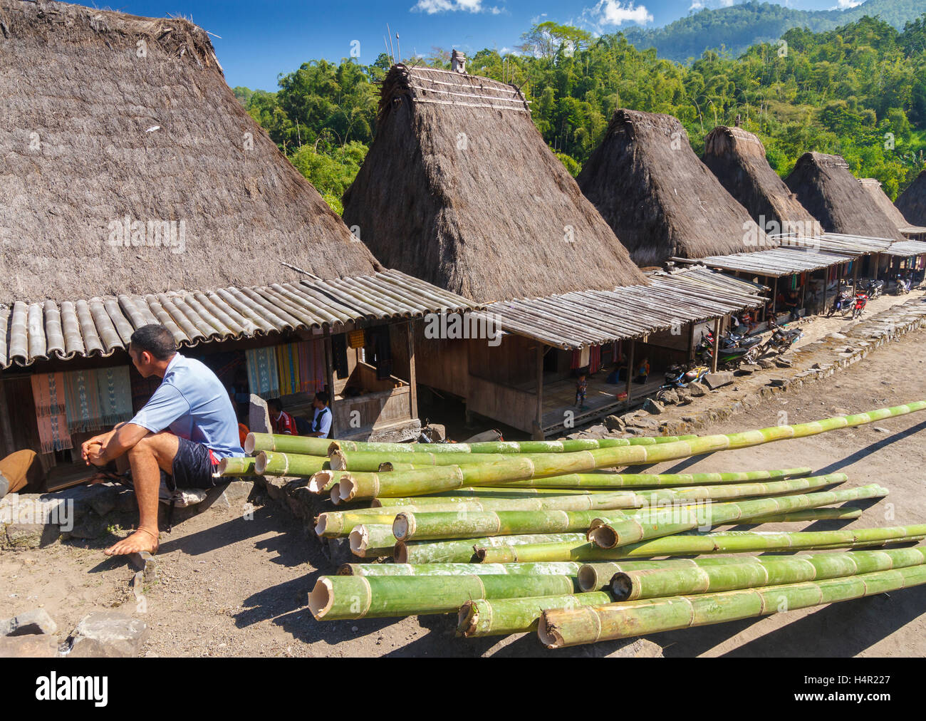 Bena village. L'île de Flores. L'Indonésie, l'Asie. Banque D'Images