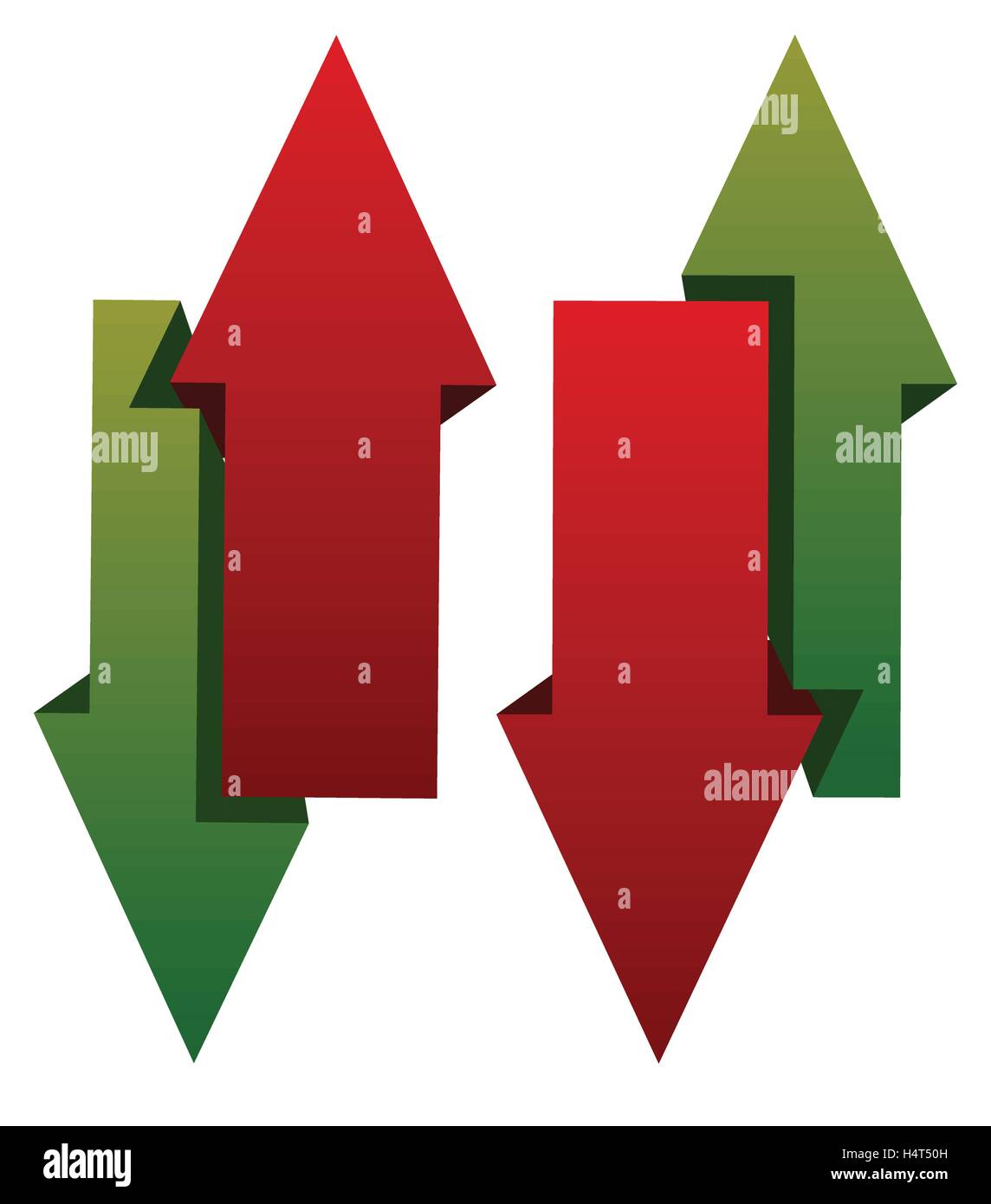 Vert rouge vers le bas de l'icône en forme de flèche(s). Les flèches  verticales dans l'autre sens Image Vectorielle Stock - Alamy