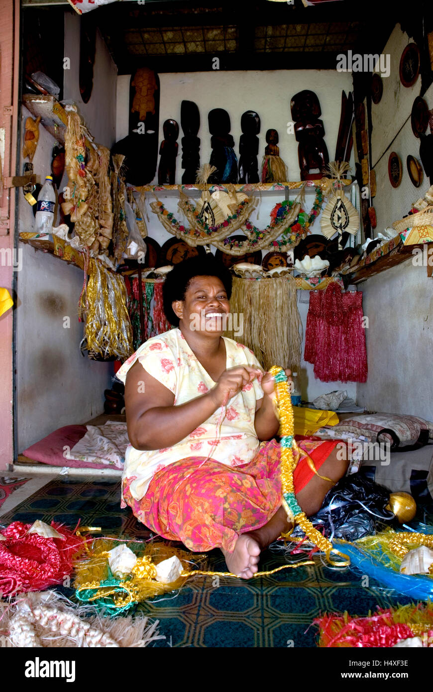 Nadi, Fidji, décrochage du marché de l'artisanat Banque D'Images