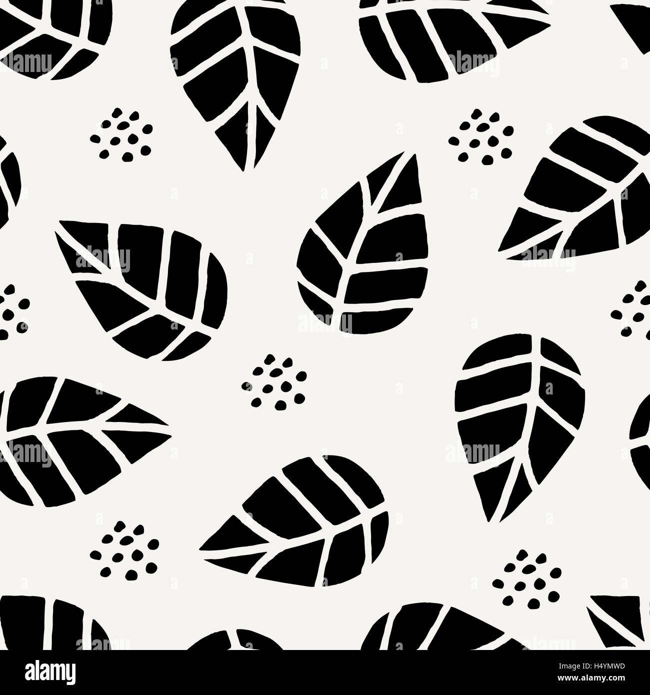 Un motif répétitif avec des feuilles noires sur fond crème. Automne fond carrelage, poster, textile, carte de vœux. Illustration de Vecteur