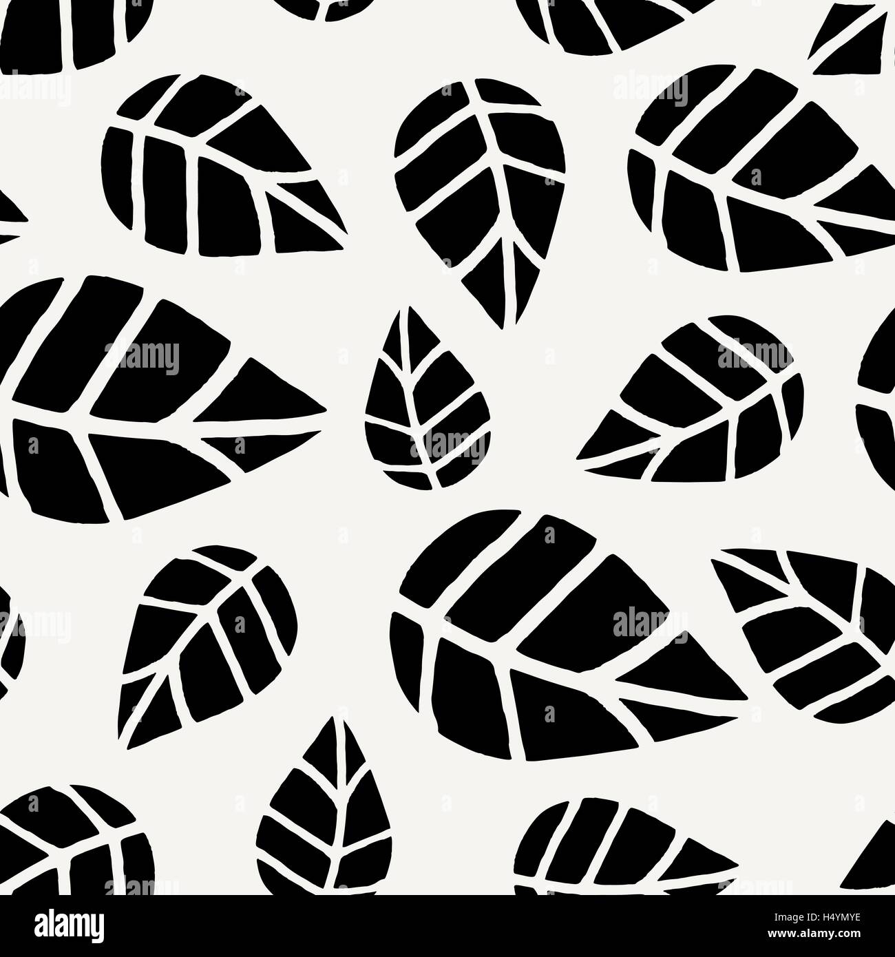 Un motif répétitif avec des feuilles noires sur fond crème. Automne fond carrelage, poster, textile, carte de vœux. Illustration de Vecteur