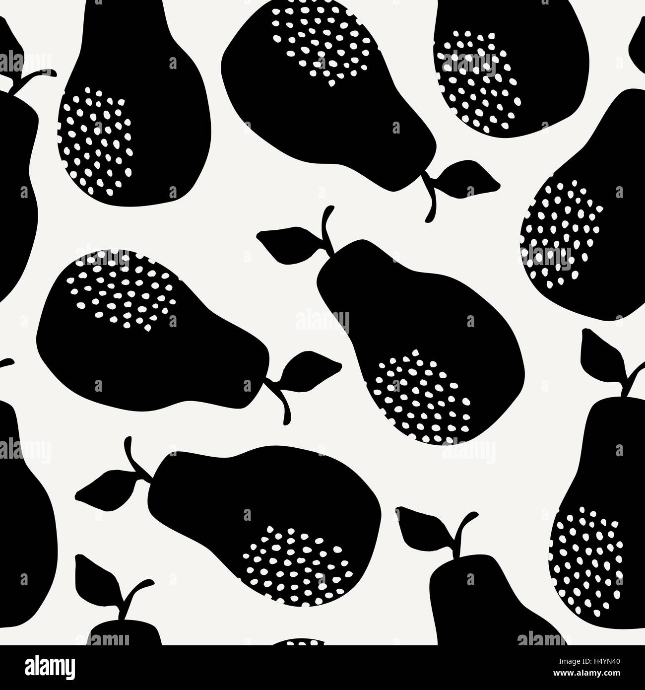Schéma de répétition sans faille avec les poires en noir sur fond crème. Textiles modernes, cartes de vœux, affiches, papier d'emballage design Illustration de Vecteur