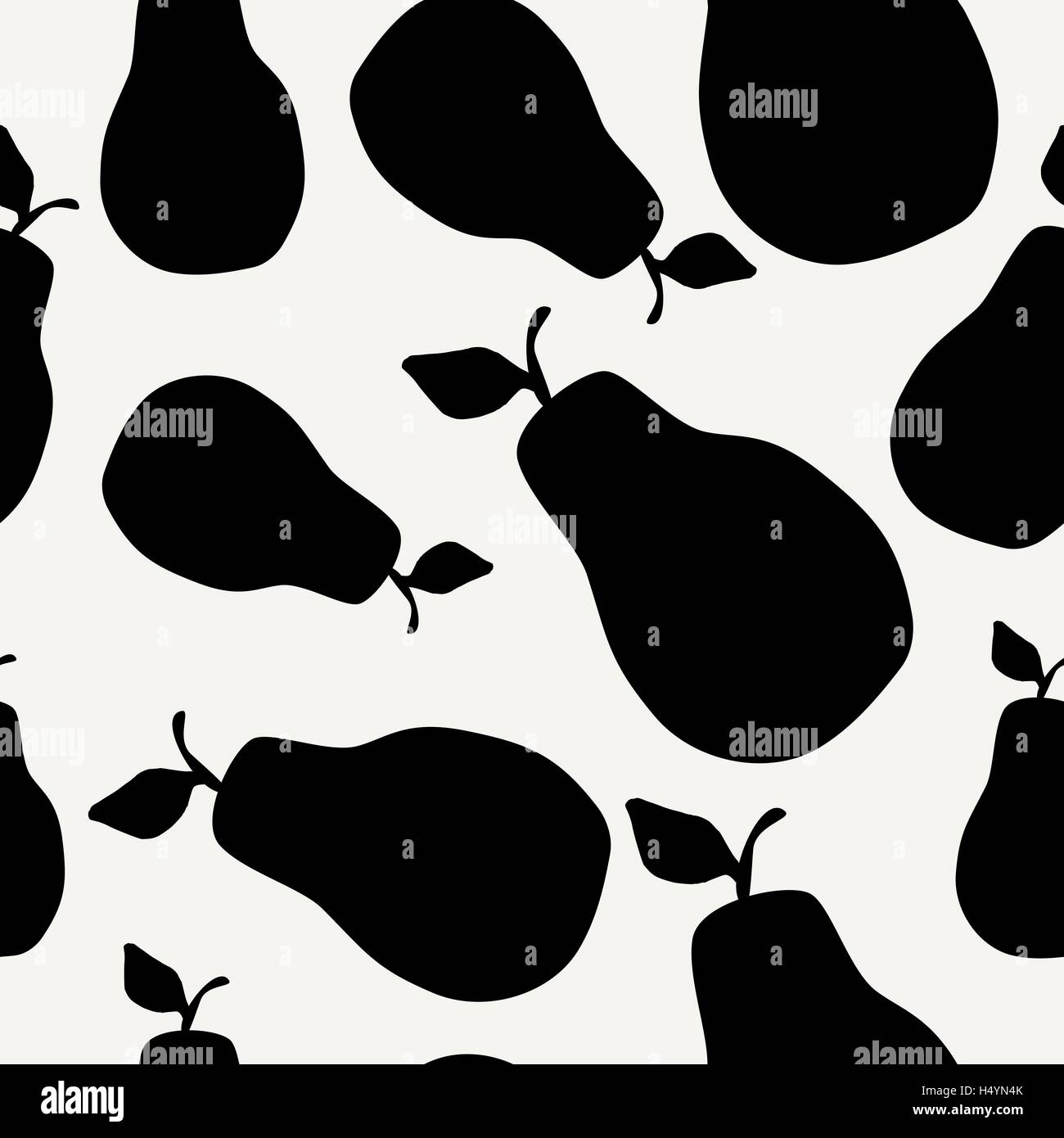Schéma de répétition sans faille avec les poires en noir sur fond crème. Textiles modernes, cartes de vœux, affiches, papier d'emballage design Illustration de Vecteur