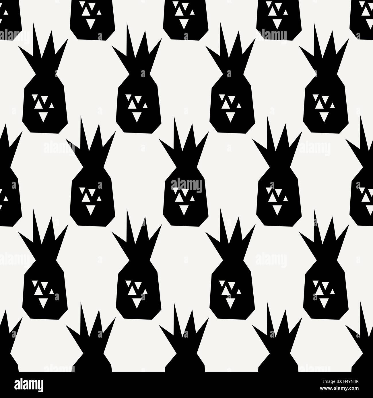 Motif répétitif sans couture avec l'ananas en noir sur fond crème. Textiles modernes, cartes de vœux, affiches, papier d'emballage. Illustration de Vecteur