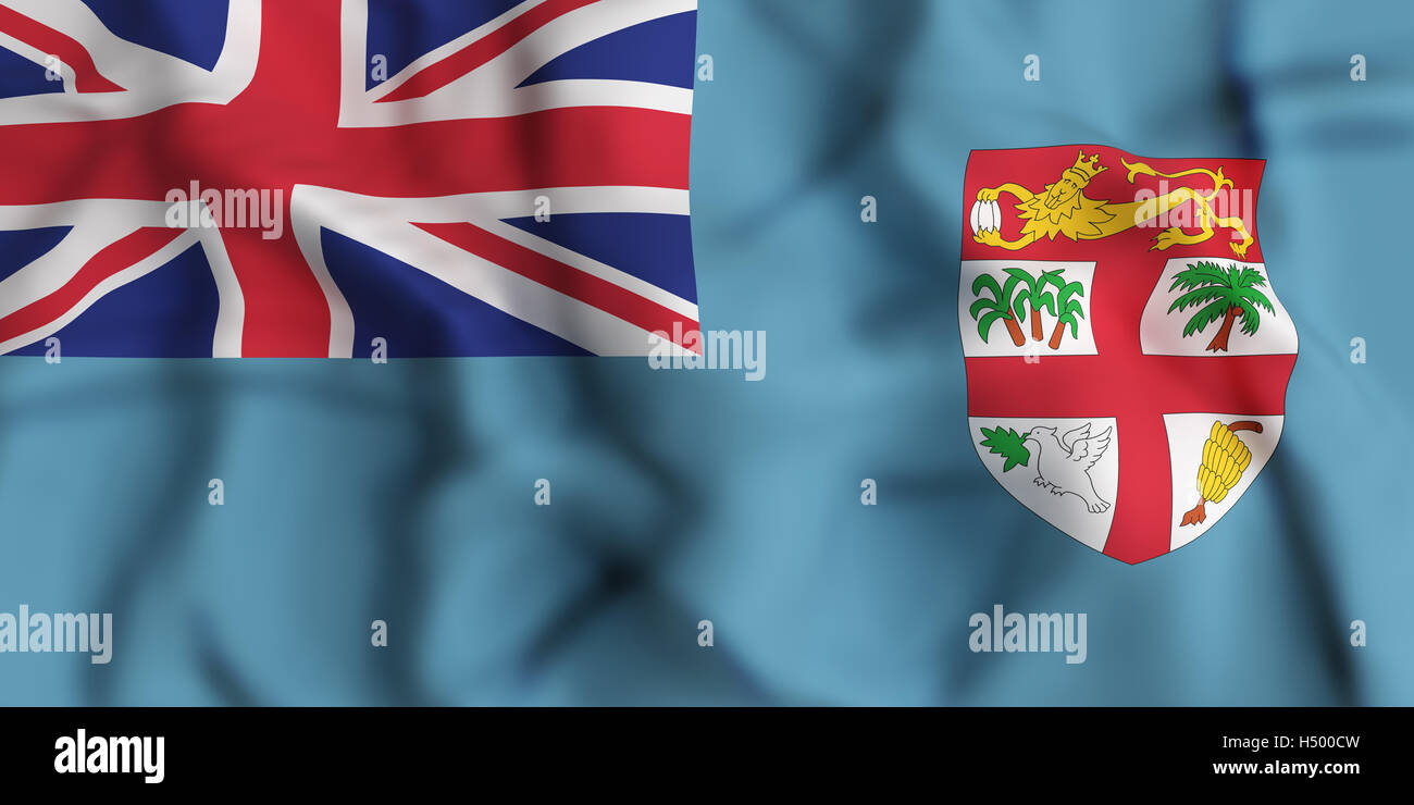 Le rendu 3D de la République des Fidji drapeaux Banque D'Images