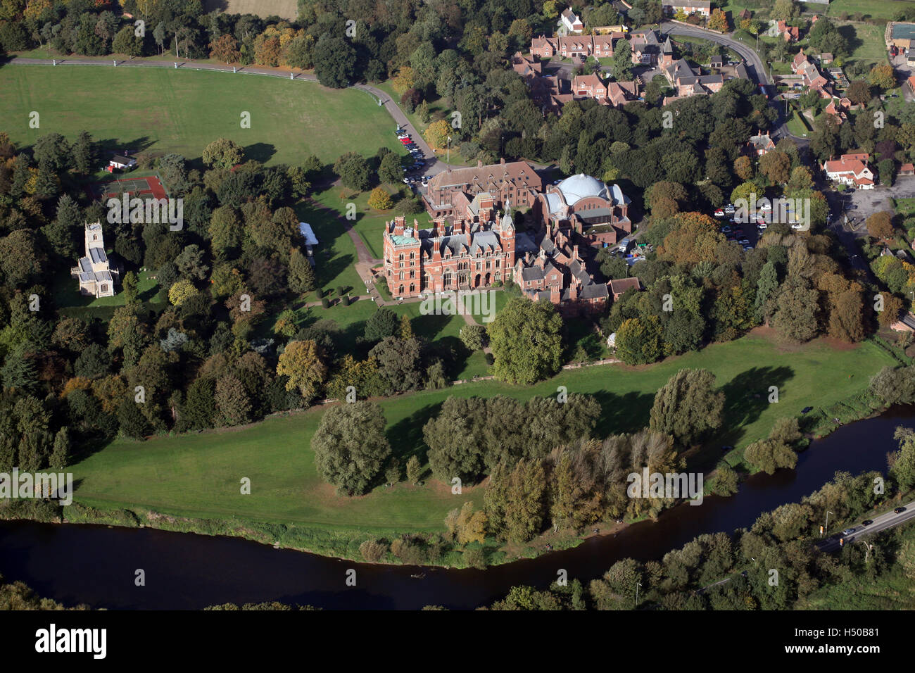 Vue aérienne de Kelham Hall & Country Park, près de Southwell, Nottinghamshire, Angleterre Banque D'Images
