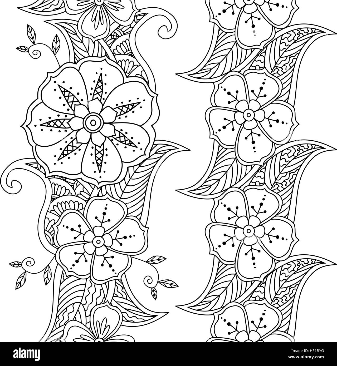 Collection de deux monochromes vertical motif floral sans frontières Illustration de Vecteur Collection de deux monochromes vertical motif floral sans frontières Illustration de Vecteur