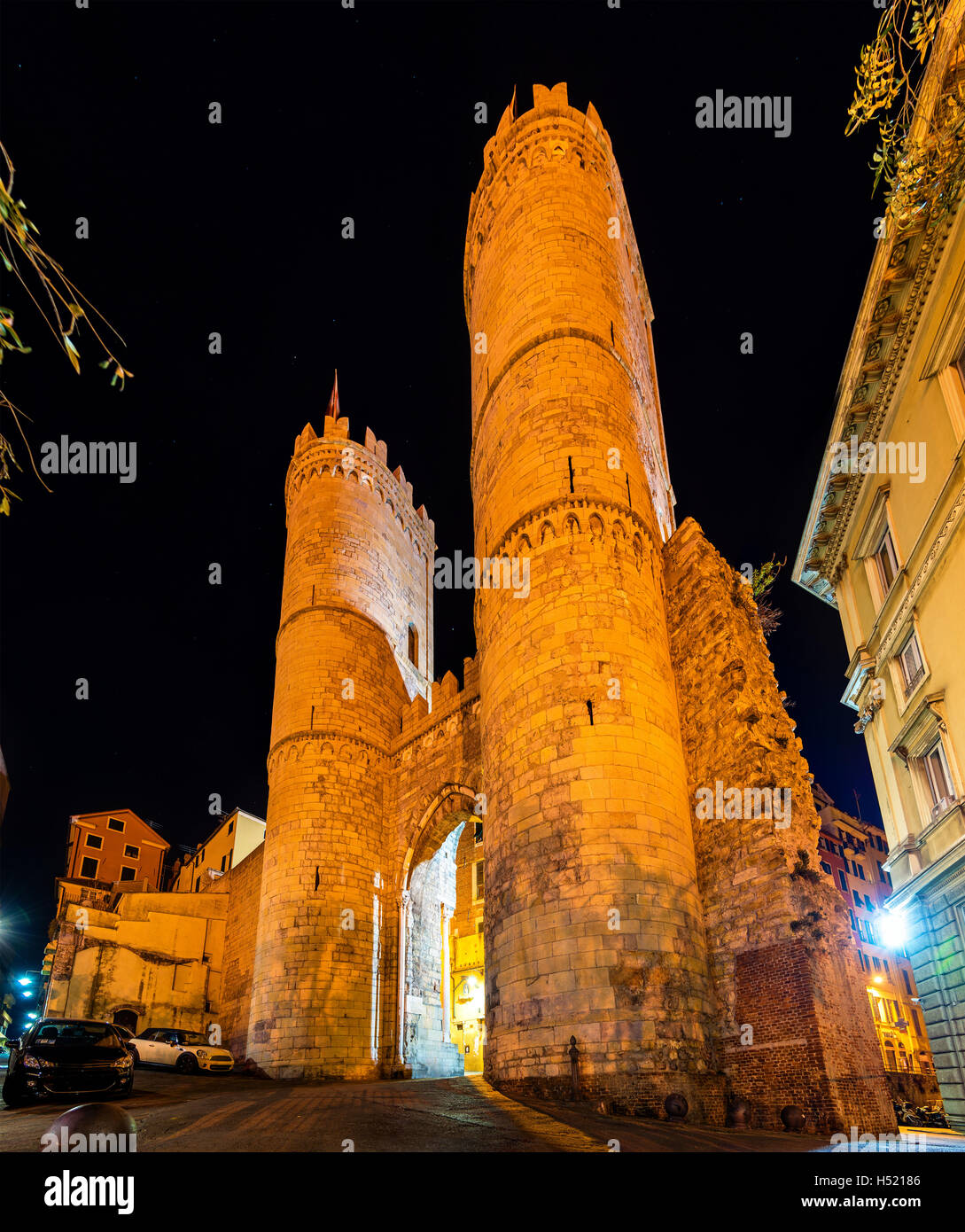 Porta Soprana, une ancienne porte de Gênes, Italie Banque D'Images