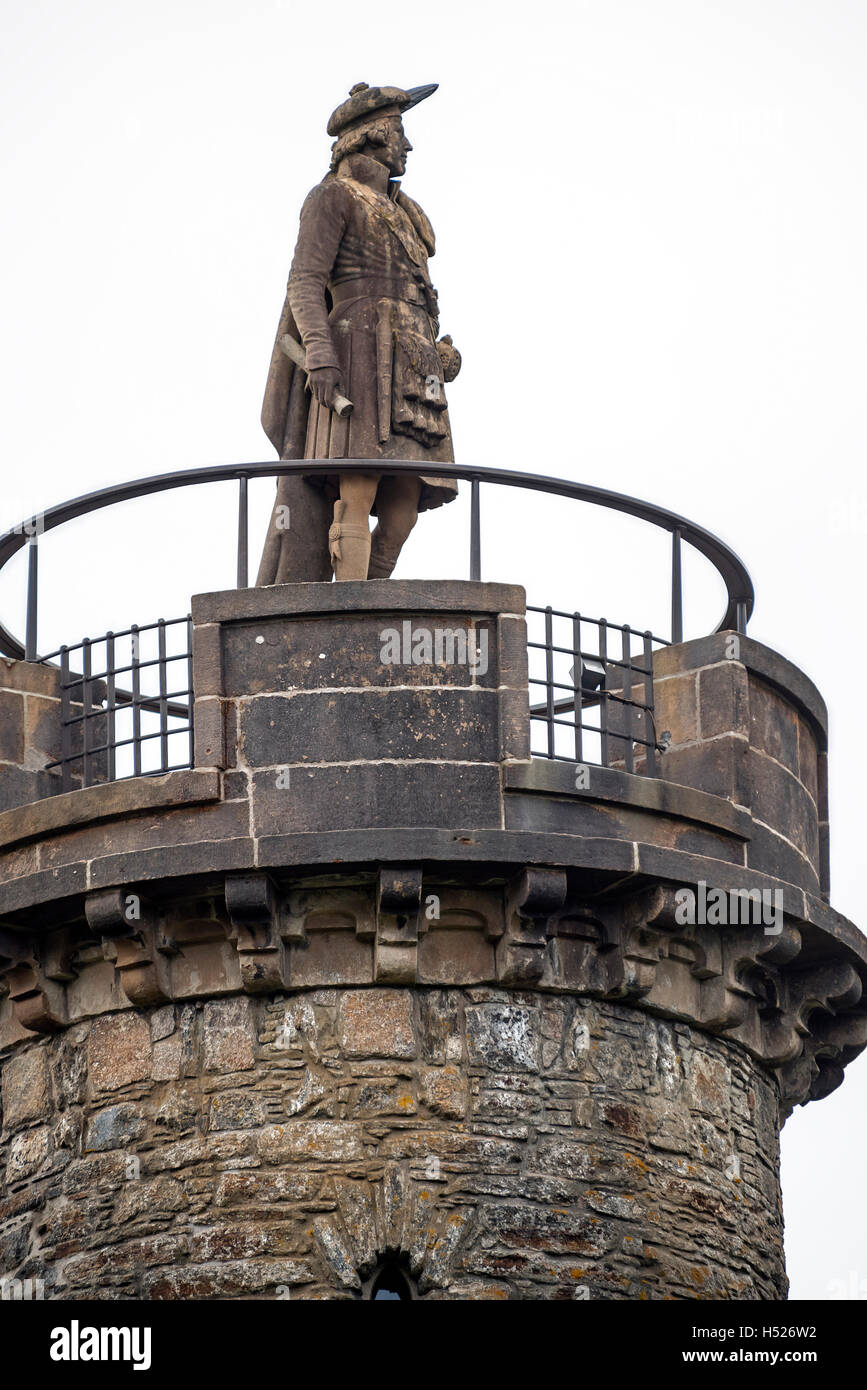 Glenfinnan Monument de 1745 débarquement de Bonnie Prince Charlie au début du soulèvement Jacobite, Lochaber, Highlands, Scotland, UK Banque D'Images