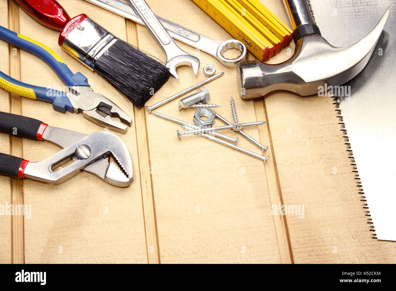 Outils de travail sur bois assortis Banque D'Images