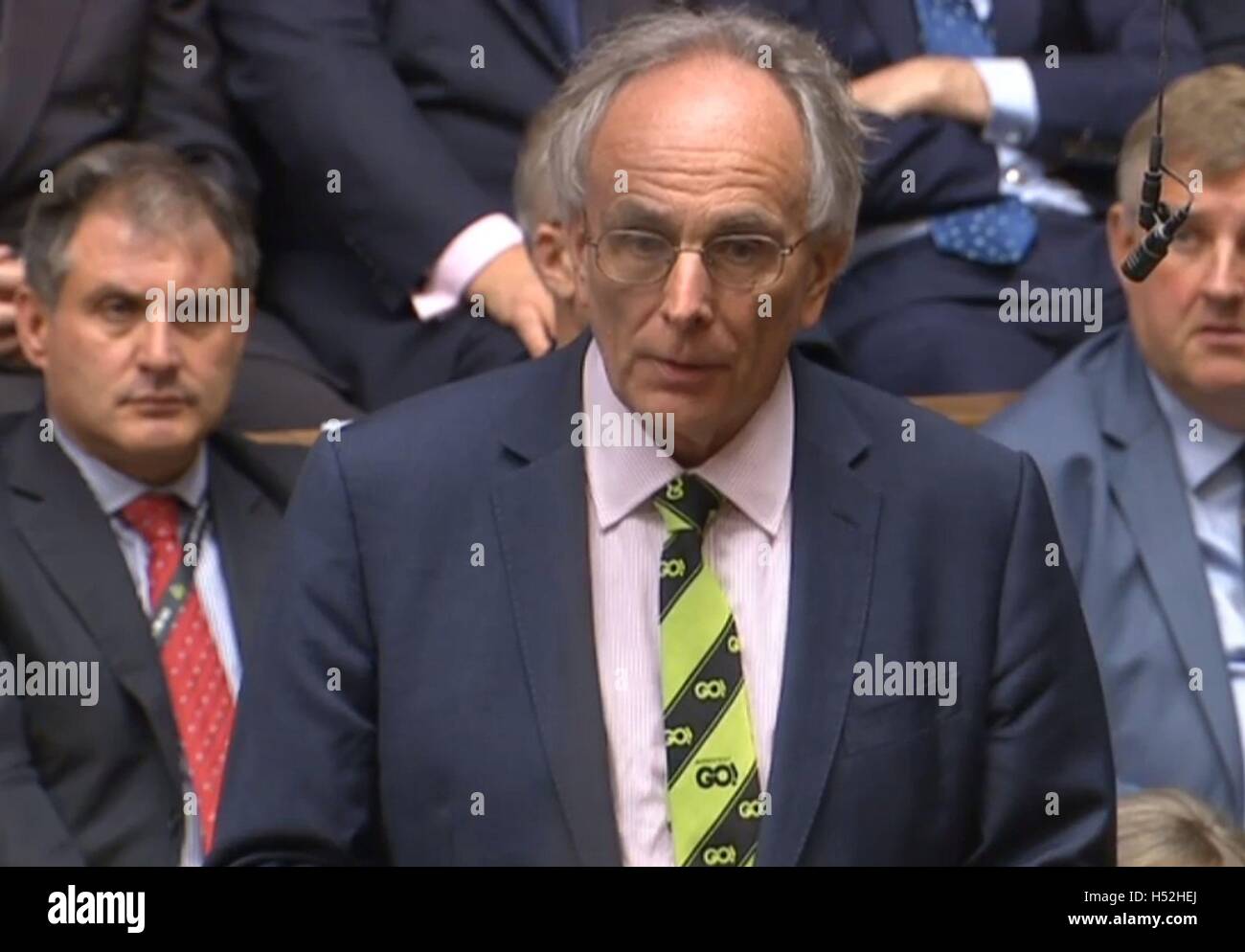 Peter Bone MP parle lors de questions au premier ministre à la Chambre des communes, Londres. Banque D'Images