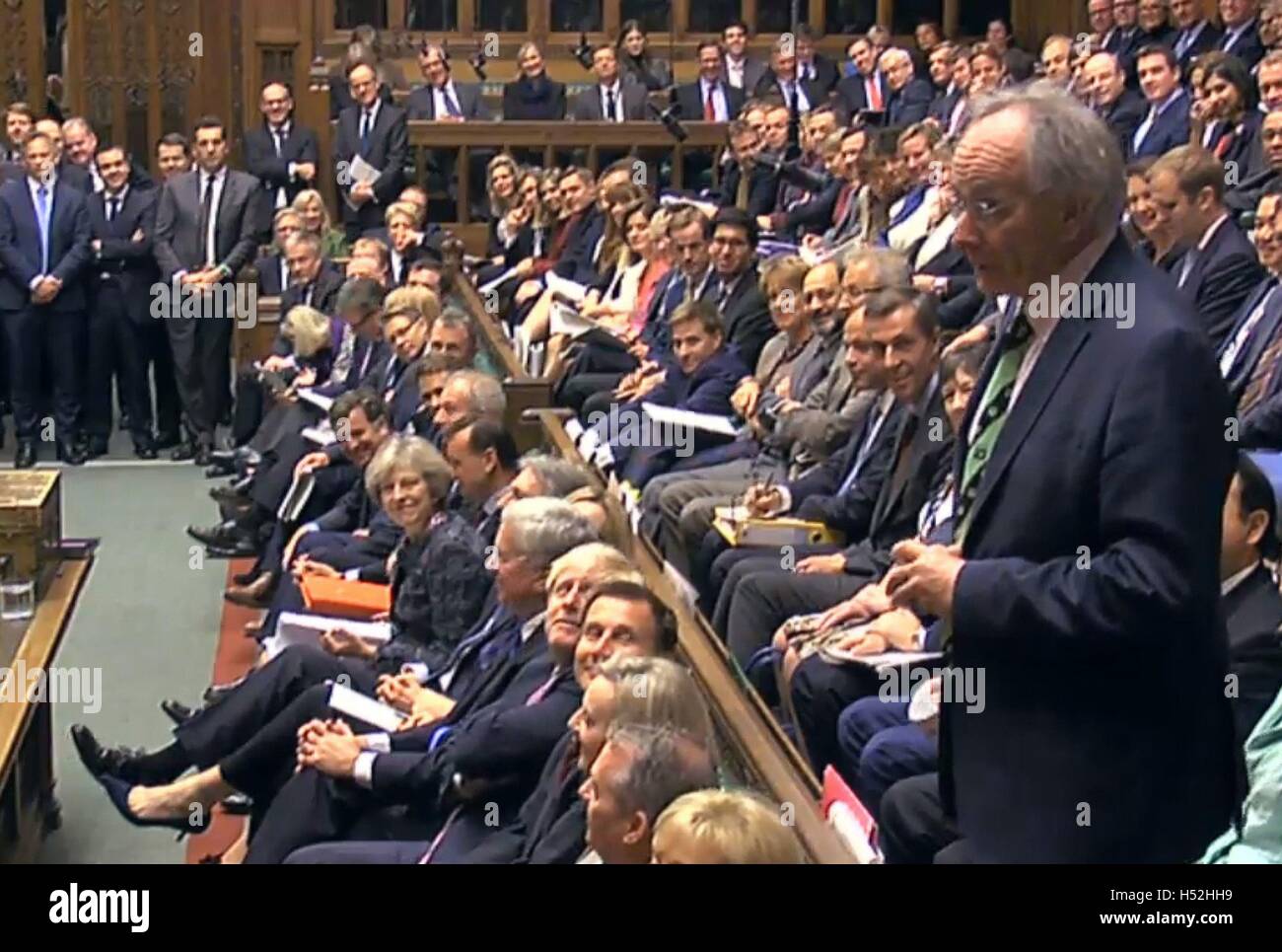 Peter Bone MP parle lors de questions au premier ministre à la Chambre des communes, Londres. Banque D'Images