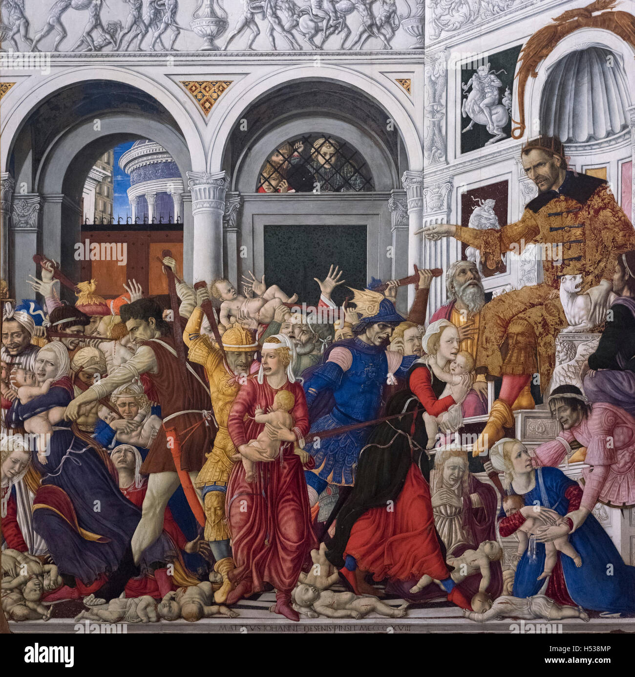 Matteo di Giovanni (ca. 1430-1495), La Strage degli Innocenti, 1481-88. Massacre des Innocents. Banque D'Images