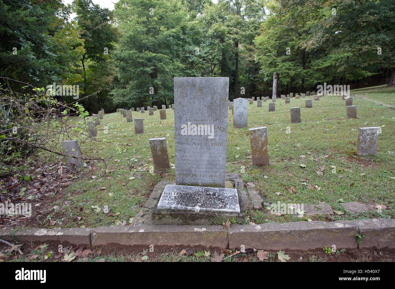 Graves à la Confederate Cemetery à Fayetteville, Arkansas, USA. Banque D'Images