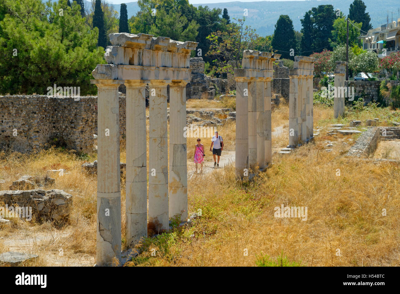 Gymnase romain reste à Kos, île de Kos, Dodecanese Groupe, Mer Égée, Grèce Banque D'Images