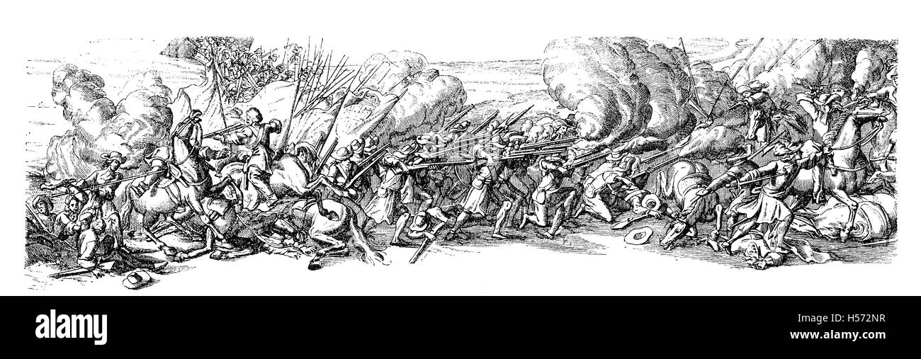 XVII siècle, Guerre de Trente Ans (1618 - 1648), la lutte contre les armées gravure vintage Banque D'Images