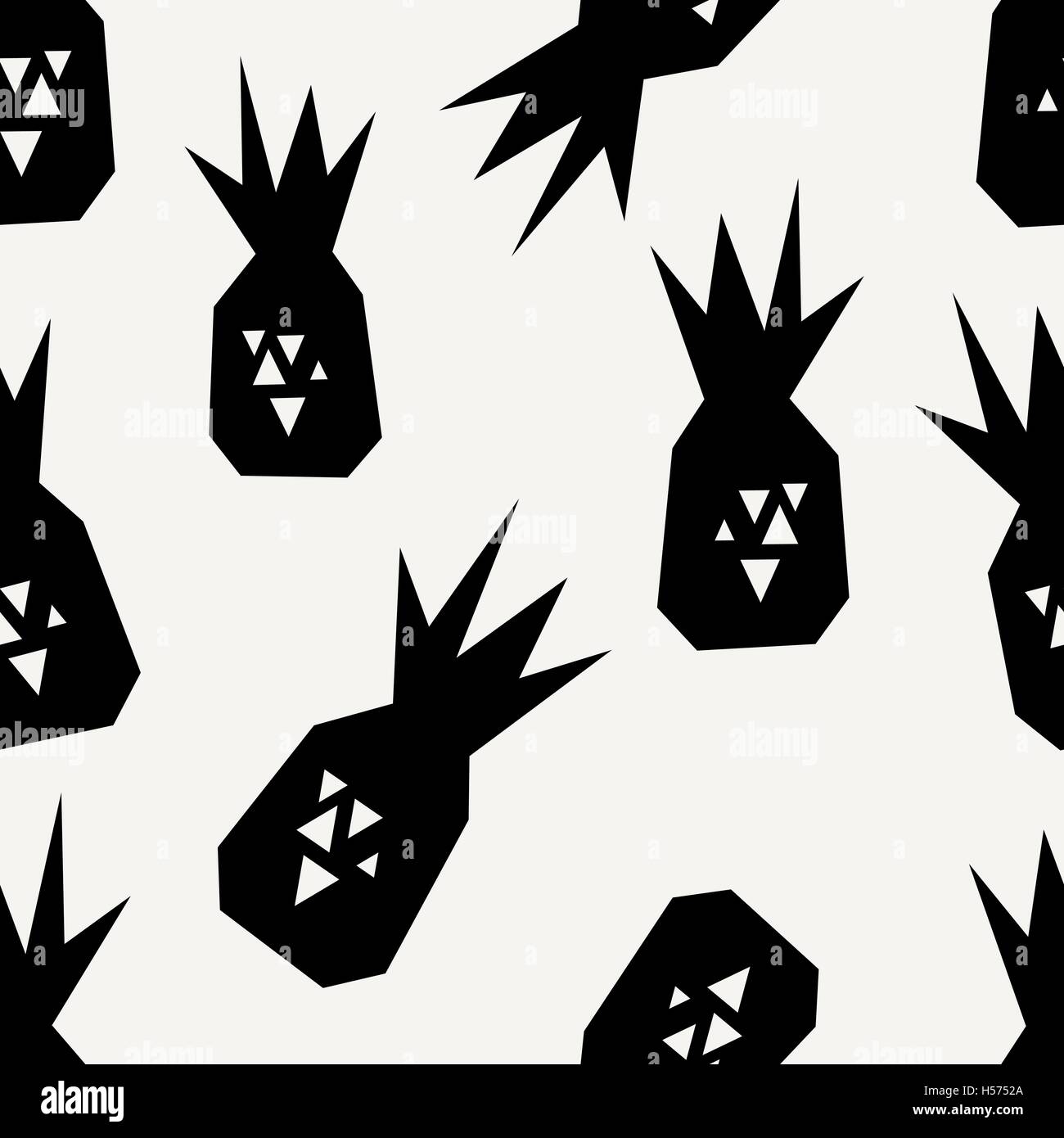 Motif répétitif sans couture avec l'ananas en noir sur fond crème. Textiles modernes, cartes de vœux, affiches, papier d'emballage. Illustration de Vecteur