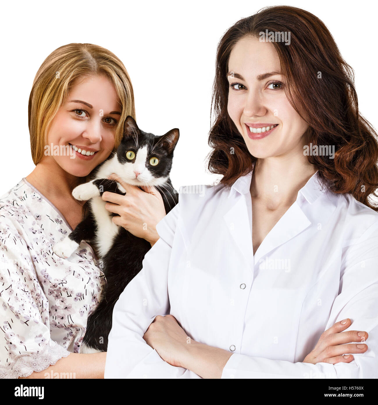 Femme vétérinaire avec cat Banque D'Images