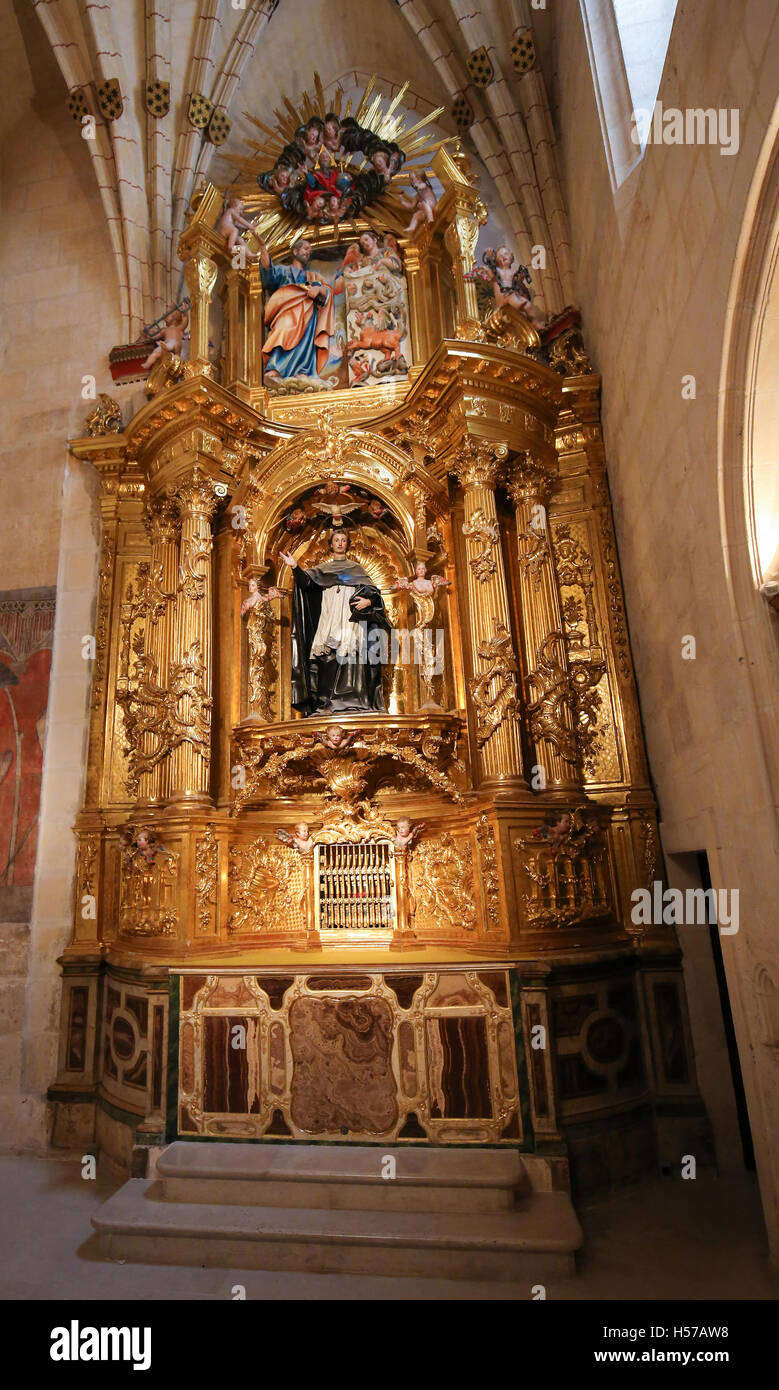 Retable de la chapelle de San Juan de Sahagún dans la Cathédrale de Burgos, Castille, Espagne. Banque D'Images