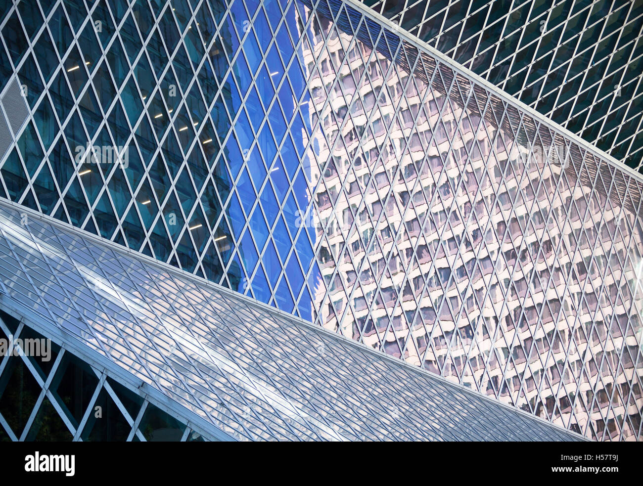 Détails de l'objet de verre gratte-ciel moderne en centre-ville de Seattle (Washington). Banque D'Images