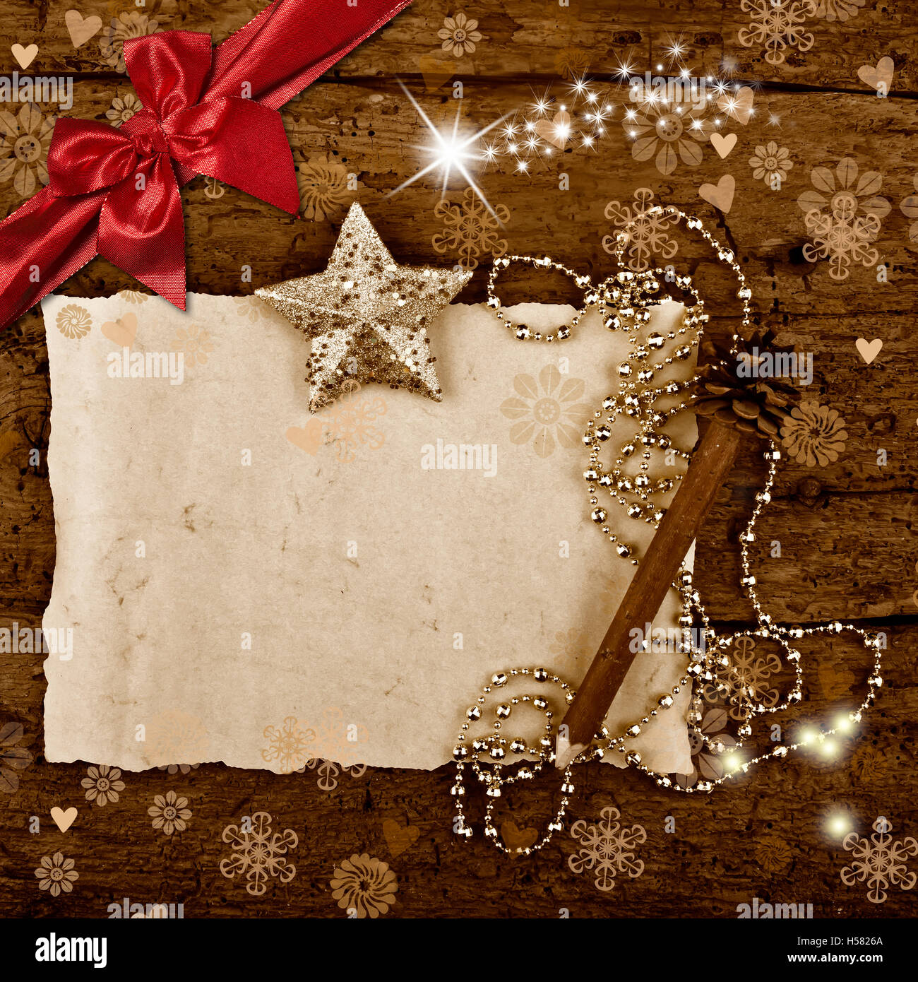 Carte de vœux de Noël avec l'espace blanc pour l'écriture Banque D'Images
