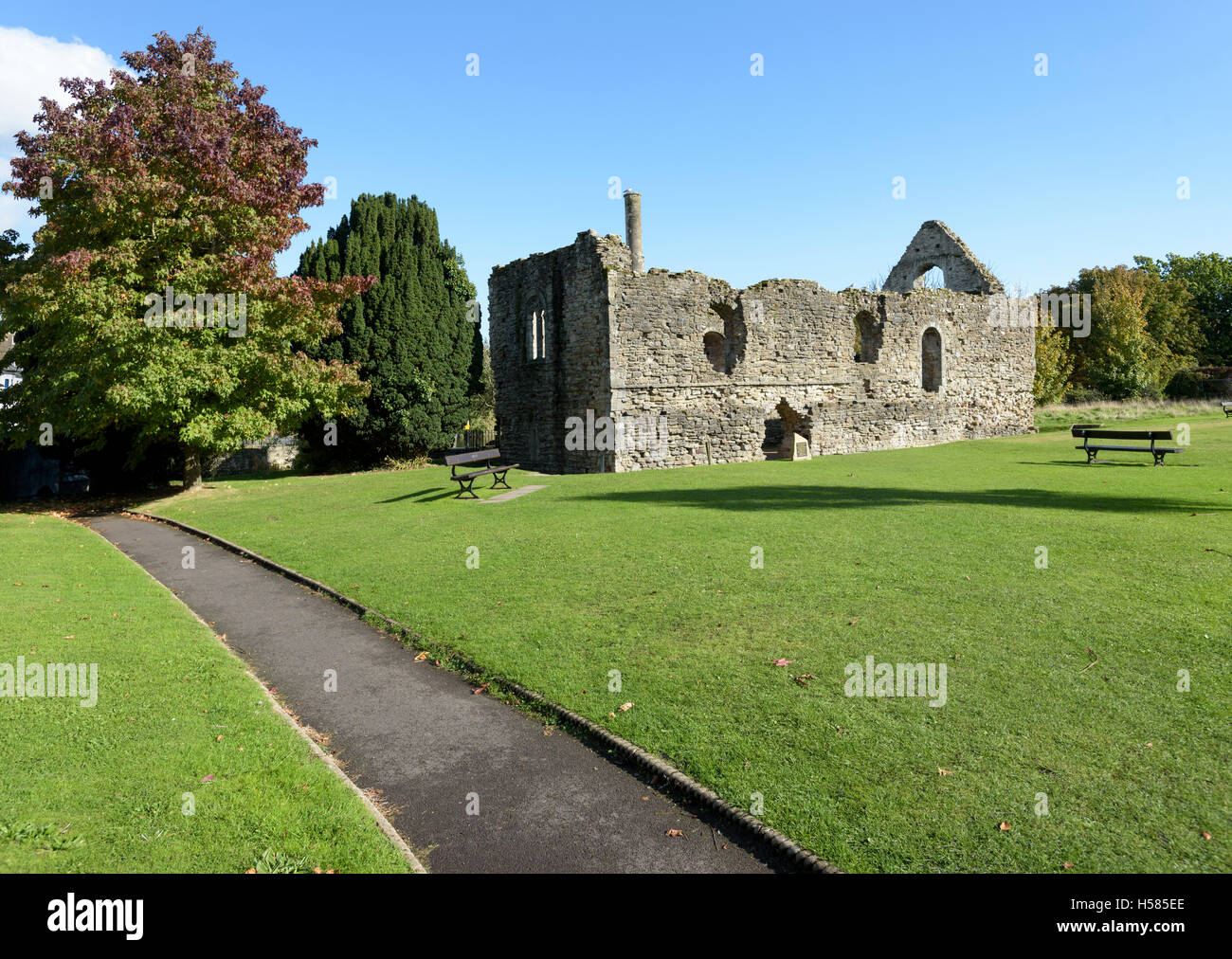L'agent's house, un intérieur du 11ème siècle, habitation, Château de Christchurch Christchurch, Dorset, UK Banque D'Images