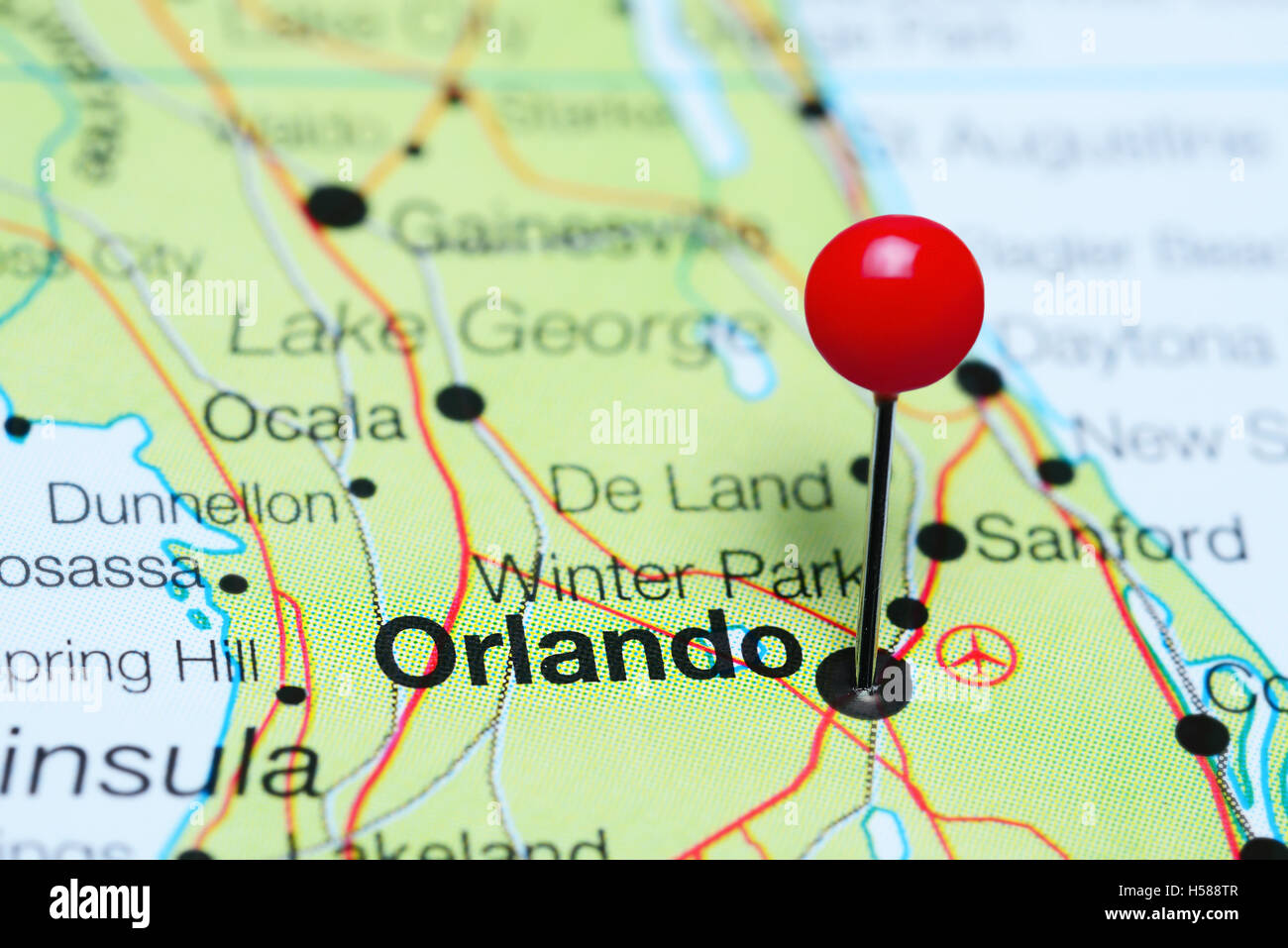 Orlando sur une carte de la Floride, USA Photo Stock Alamy