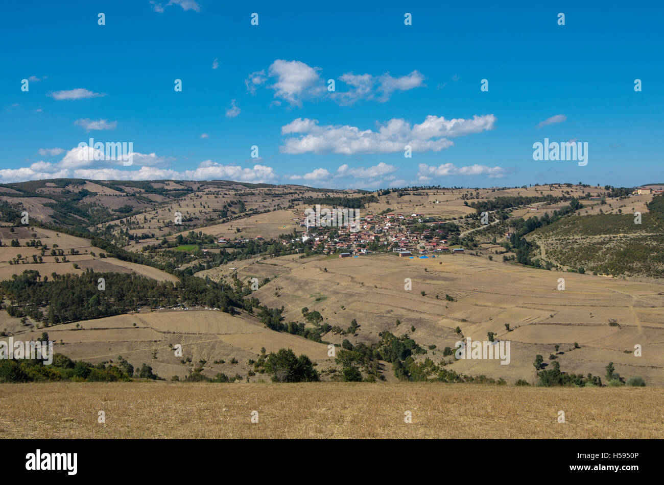 Scène de village sur le plateau d'Anatolie, Turquie Banque D'Images