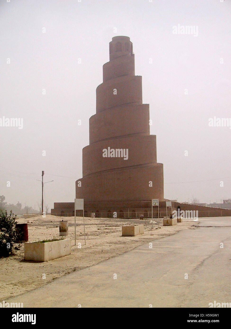 25 avril 2003 l'ancien minaret de la mosquée Al Malwiya à Samarra, en Irak. Banque D'Images