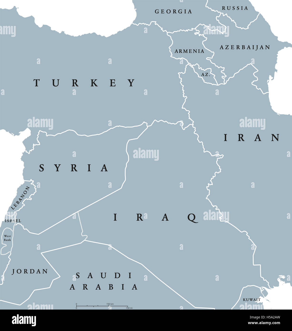 Carte politique du pays kurde. Terres kurdes, le Kurdistan aussi. Région culturelle où les Kurdes forment une majorité de premier plan Banque D'Images