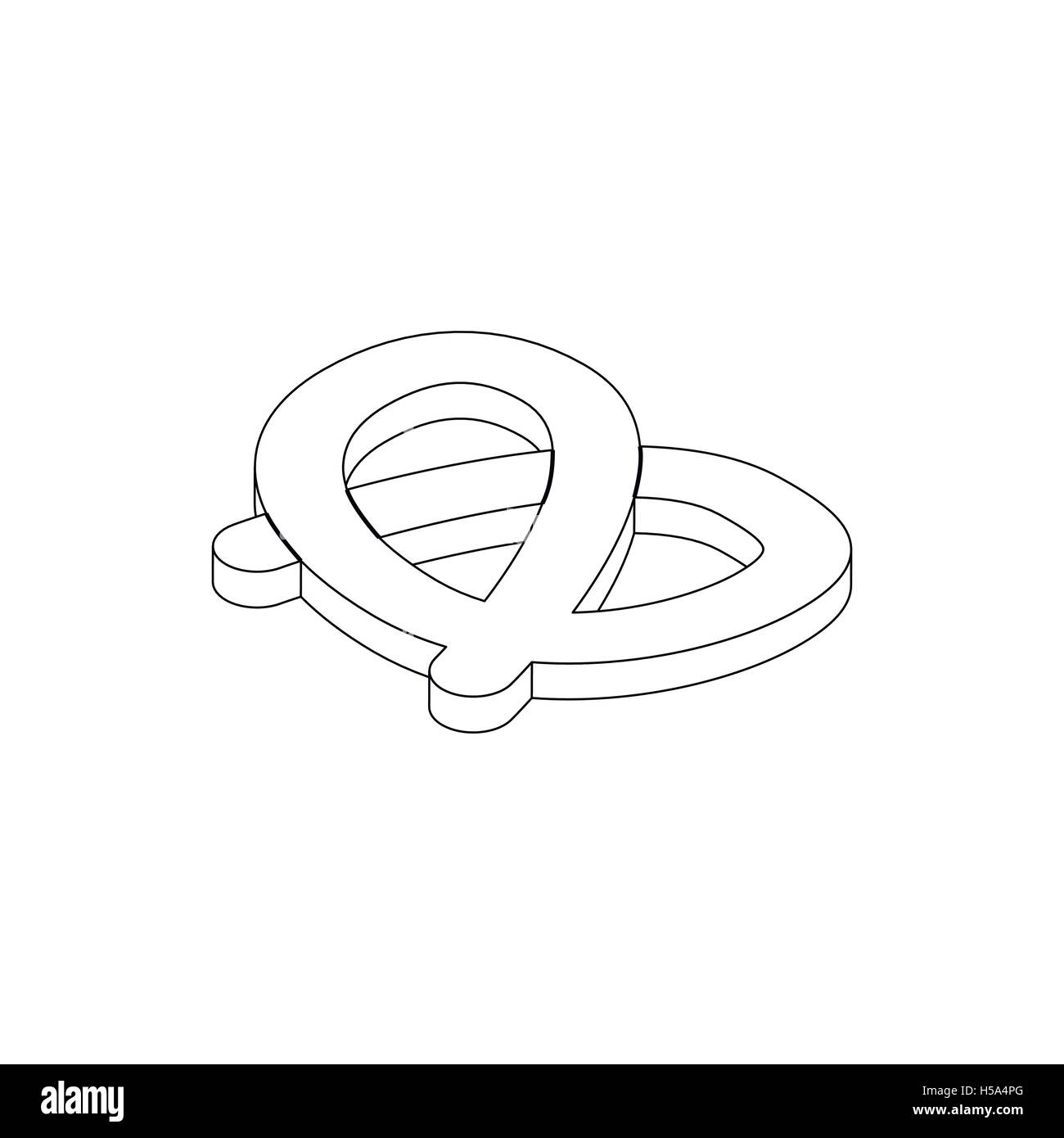 L'icône de bretzel, style 3D isométrique Illustration de Vecteur