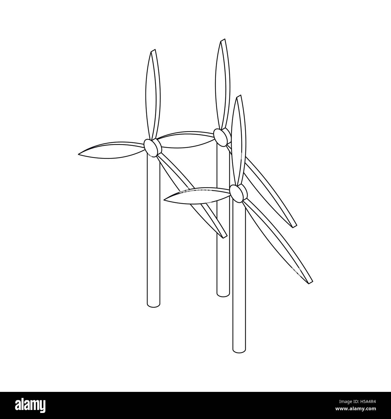 Les moulins à vent pour la production d'énergie électrique icon Illustration de Vecteur