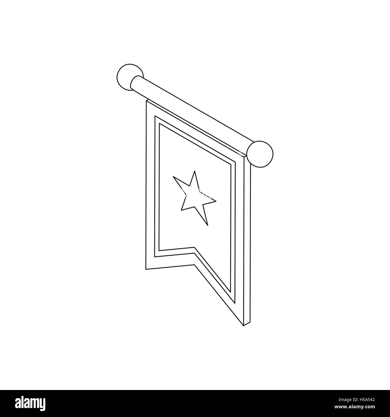 L'icône du drapeau bannière médiévale, 3D isométrique Illustration de Vecteur
