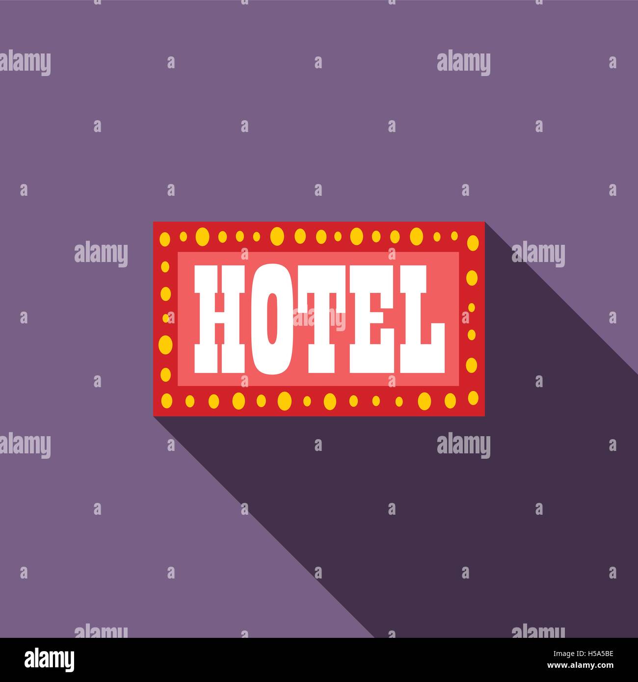 Hotel Neon Sign, icône de style plat Illustration de Vecteur