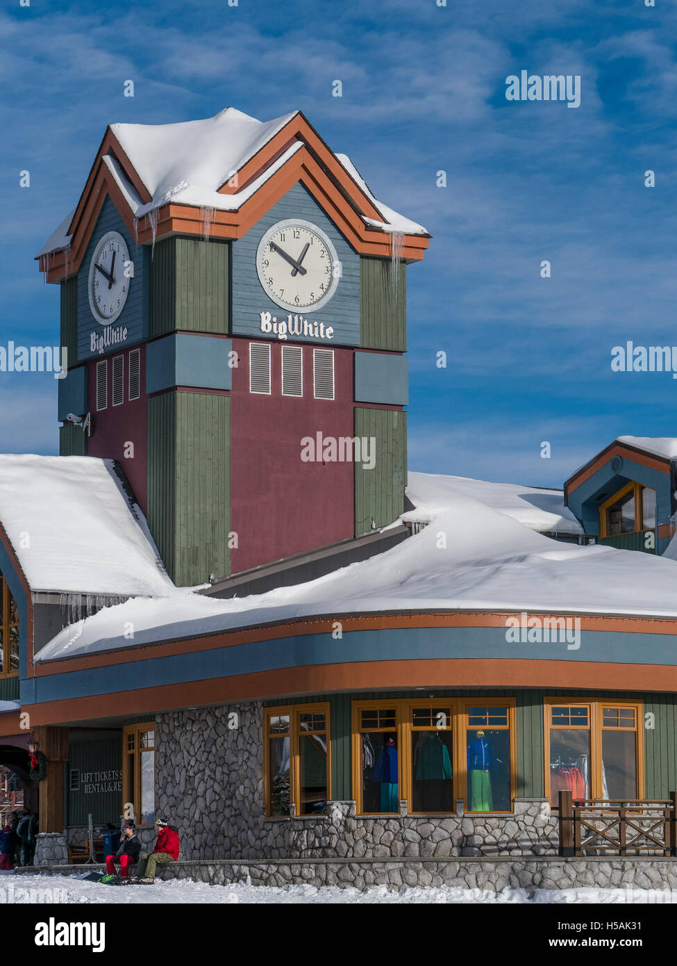 Village de base, Big White Ski Resort, Colombie-Britannique, Canada. Banque D'Images