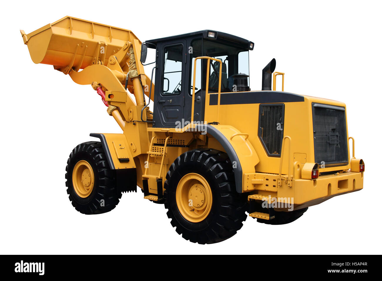 Tracteur moderne jaune isolé sur fond blanc Banque D'Images